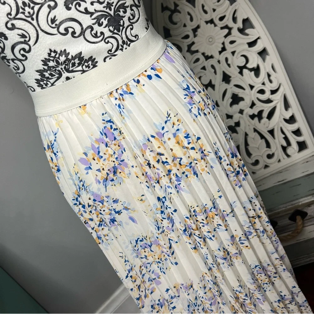Vince Camuto Boho Pleated Floral Pull On Skirt Size XXL Wedidng Guest - Picture 8 of 11